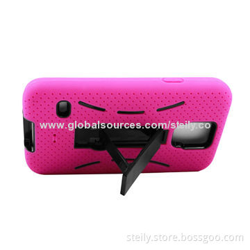 PC + silicone mobile phone case with stand support, for Samsung galaxy S5